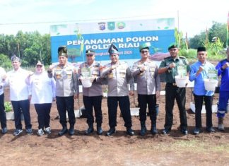Jaga Lingkungan, Bupati Bengkalis dan Kapolda Riau Tanam PohonÂ