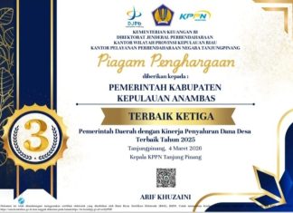 Anambas Raih 3 Besar Penyaluran Dana Desa Terbaik 2025 di Kepri