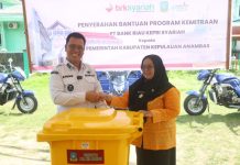 BRK Syariah Bantu Sarana Kebersihan untuk Anambas, Bupati Aneng: Sangat Membantu Masyarakat