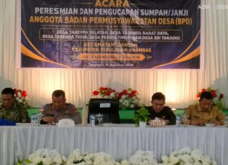 Ketua DPRD Anambas Hadiri Pelantikan BPD, Tekankan Pentingnya Serap Aspirasi Masyarakat Desa